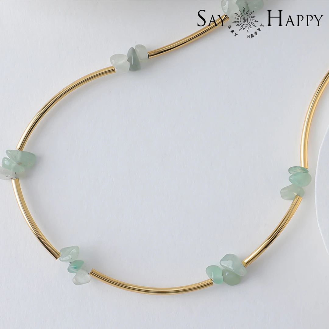 铜合金莫桑石项链 SAY HAPPY绿东陵项链