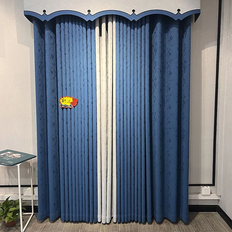 雪尼尔窗帘遮光布客厅卧室简约加厚挂钩式防晒落地飘窗侘寂风蓝色