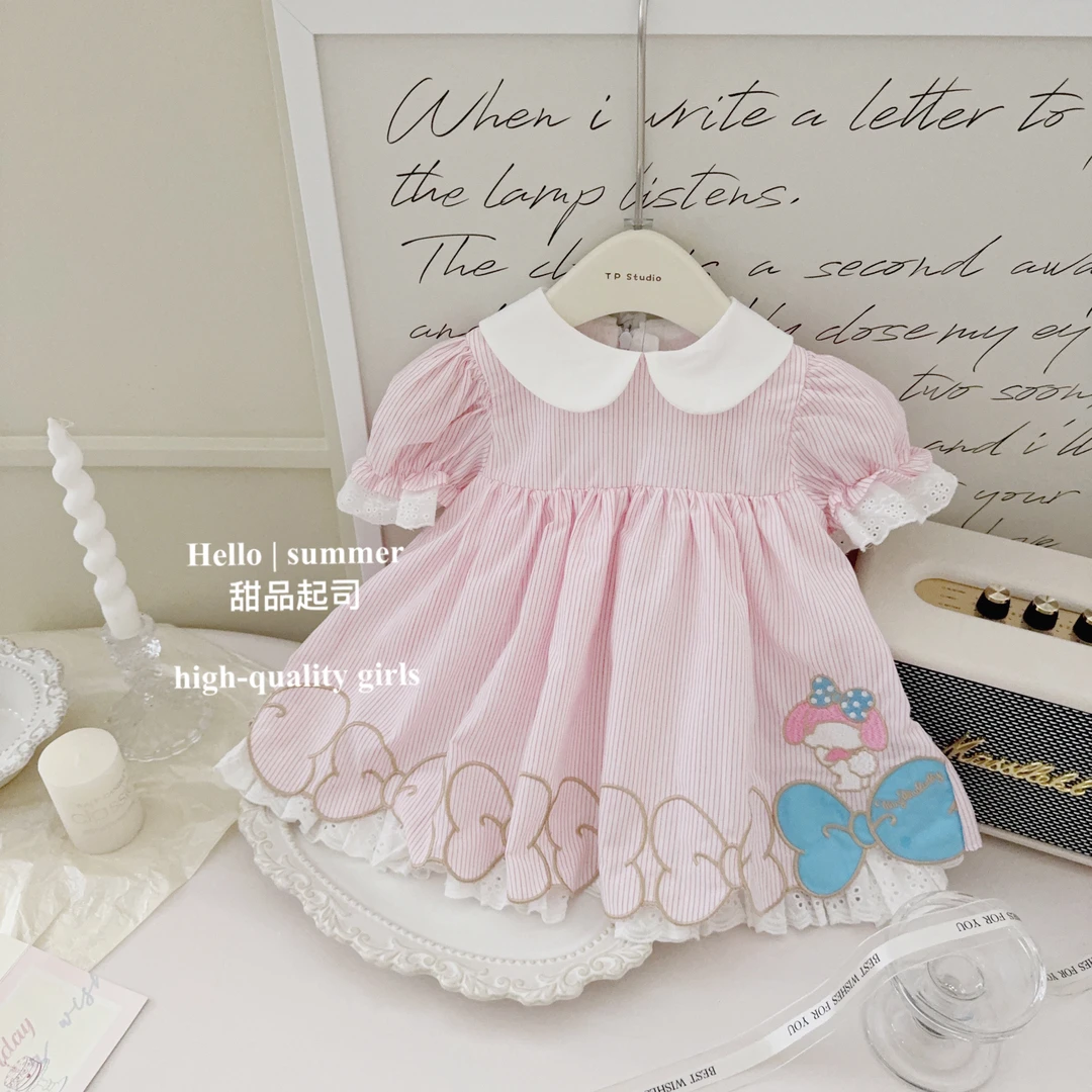 【甜品起司】洛丽塔！女宝宝粉色蕾丝洋气娃娃领甜美娃娃领公主裙