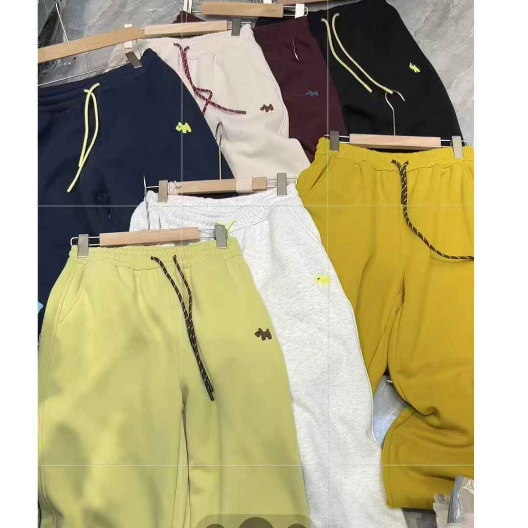 大美  加绒加厚刺绣小马可抽绳调节休闲百搭直筒阔腿卫裤 241025