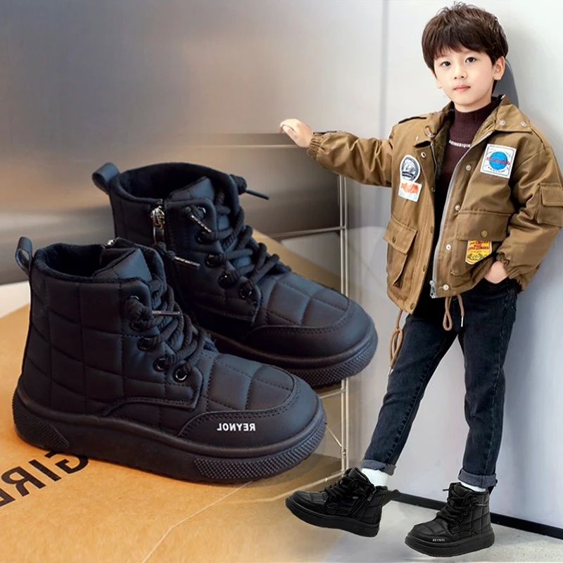 ABC儿童雪地靴2025冬季新款棉靴加绒加厚中大童靴子网红款大棉鞋