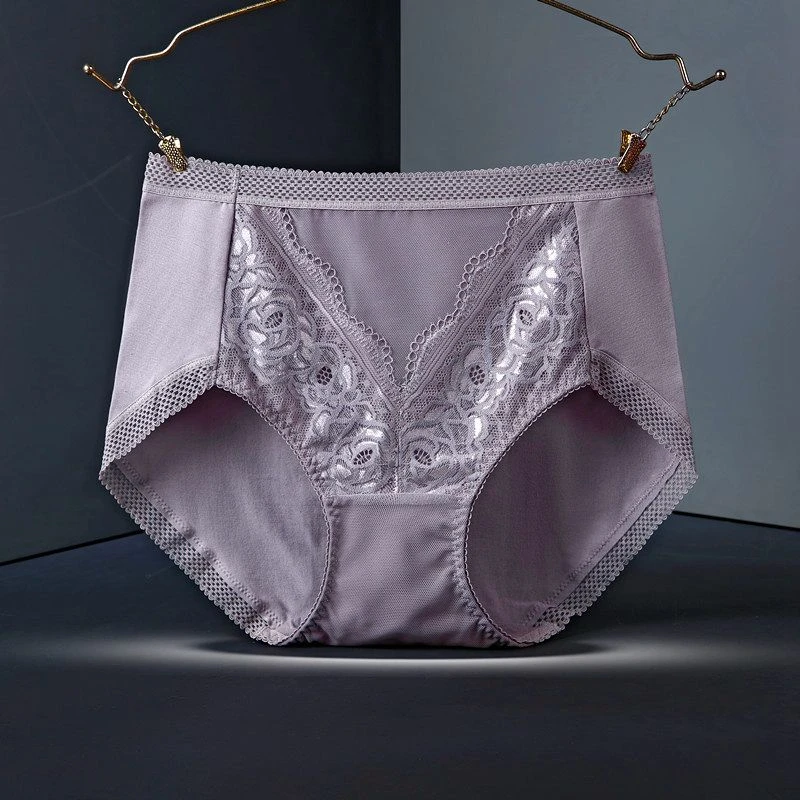 高档高腰女士内裤蕾丝边棉质亲肤透气有大码无痕舒适三角裤头薄款