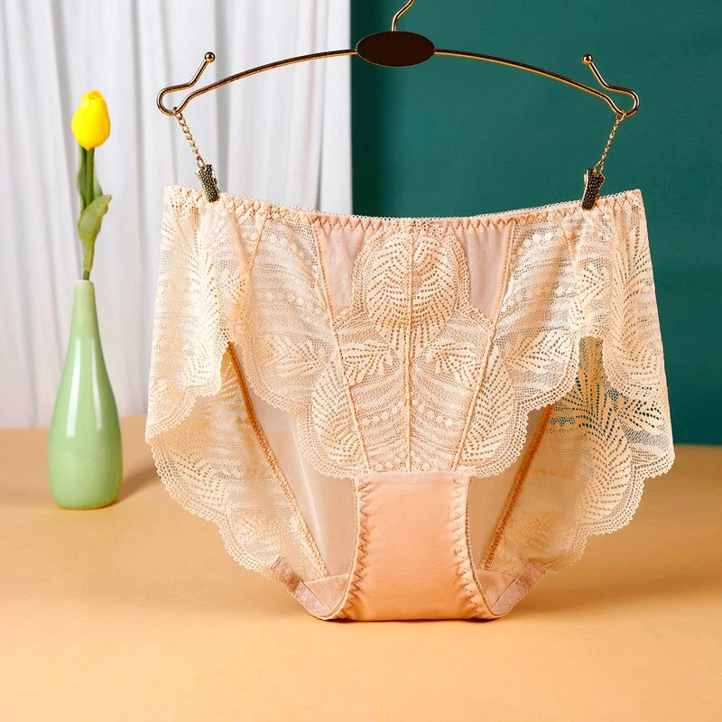 韩单中高腰女士内裤柔软蕾丝无痕有大码棉裆透气舒适三角裤头夏季