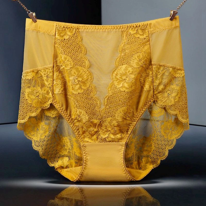 韩单高腰大码提臀内裤女士大透气柔软舒适无痕蕾丝性感包臀三角裤