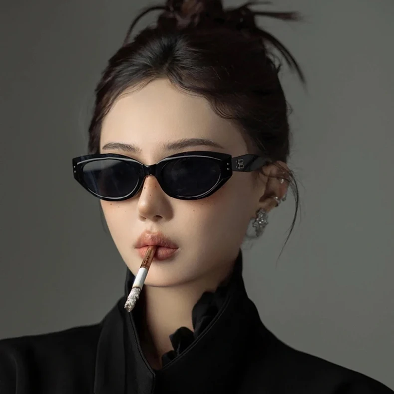 gm猫眼墨镜女欧美复古Y2K方圆脸眼镜偏光防紫外线近视太阳镜男款