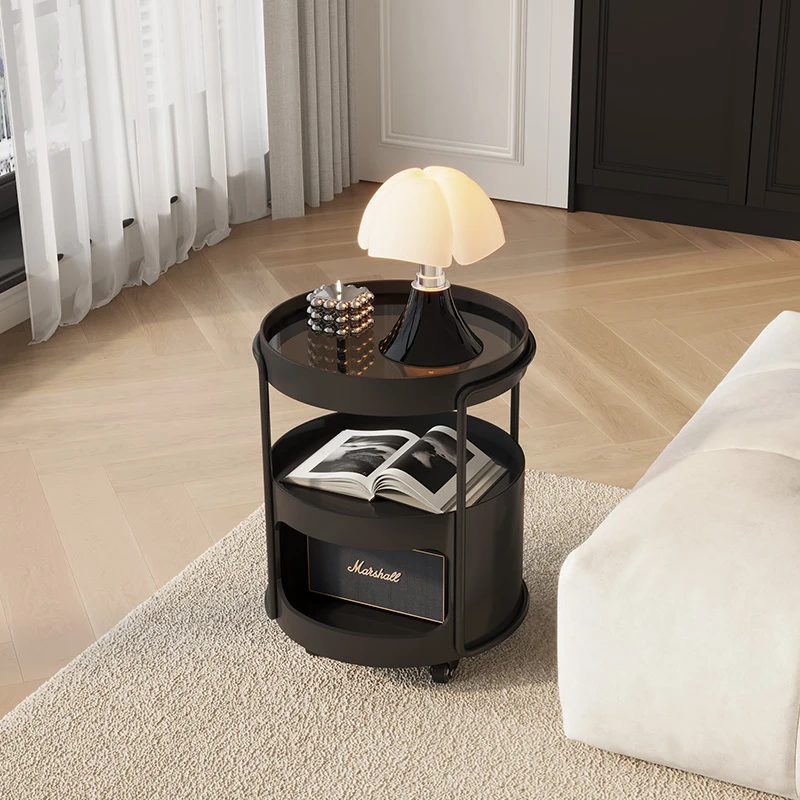 法式轻奢高级感可移动圆形小推车边几创意客厅沙发边桌床头小边柜