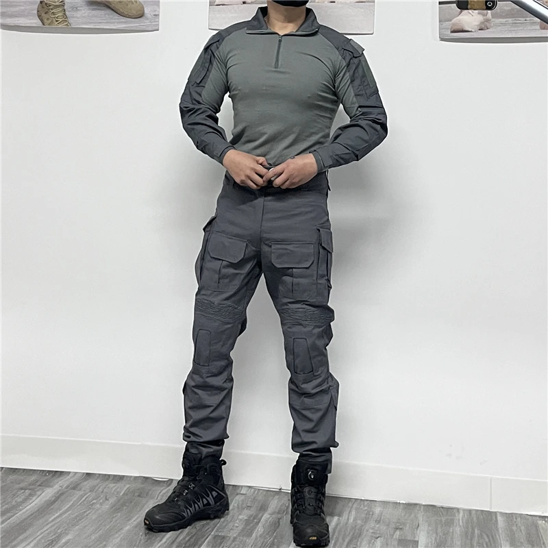 春男女户外战术长袖套装耐磨修身帅气可束脚裤弹力休闲多口袋透气