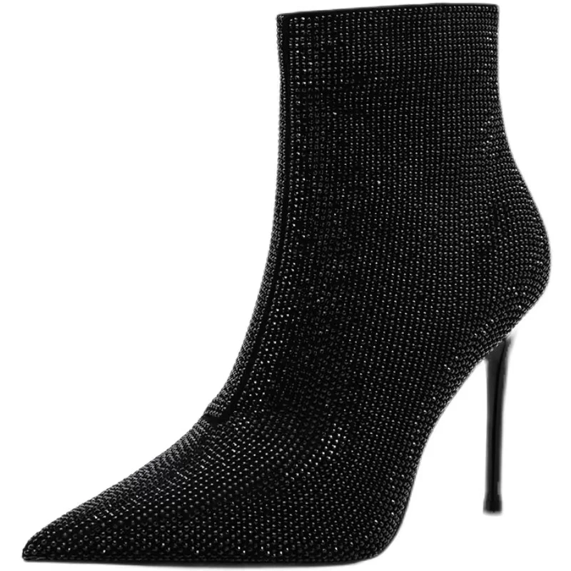 新款 时尚潮流爆款 跟高8厘米烫钻短靴美美哒