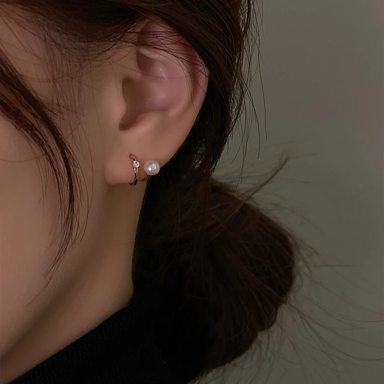 铜合金耳饰 新款法式珠珠设计感通勤高级感耳环