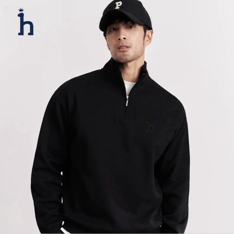 复古运动休闲半拉链卫衣男士