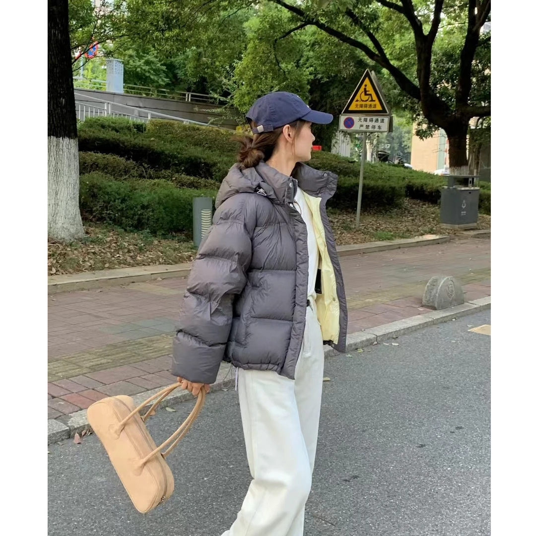 保暖羽绒服 定制 Teflon 新国标90%白鸭绒 AB面 甩帽面包服