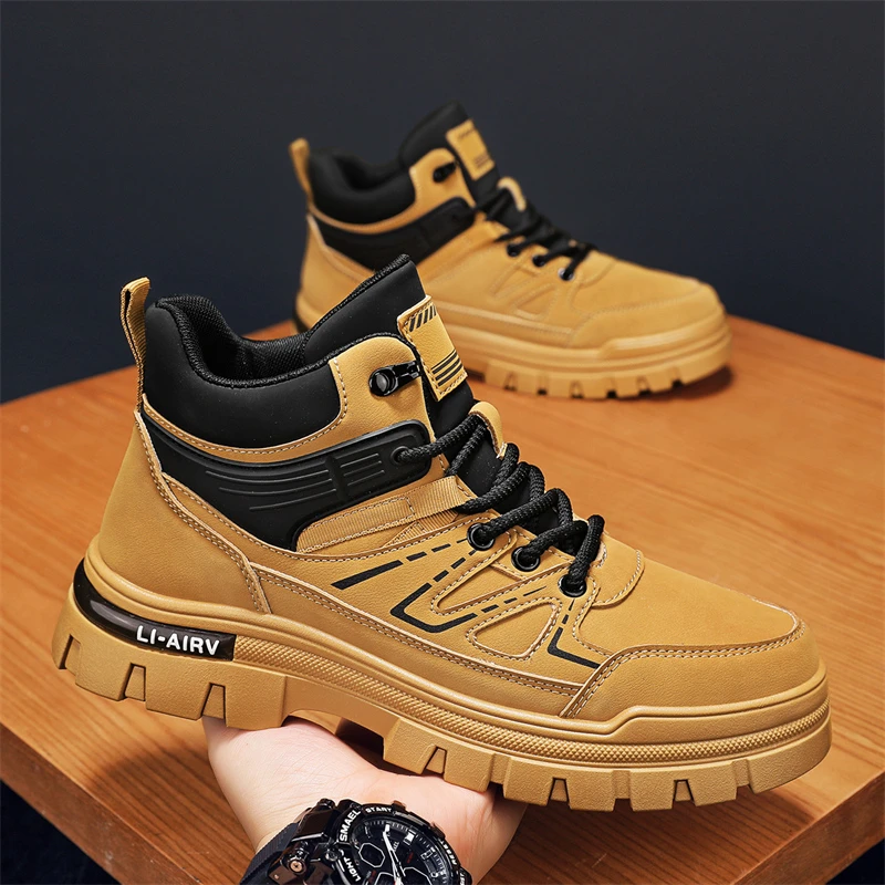 森刻2024高帮板鞋男秋季新款厚底增高运动休闲百搭防滑潮鞋