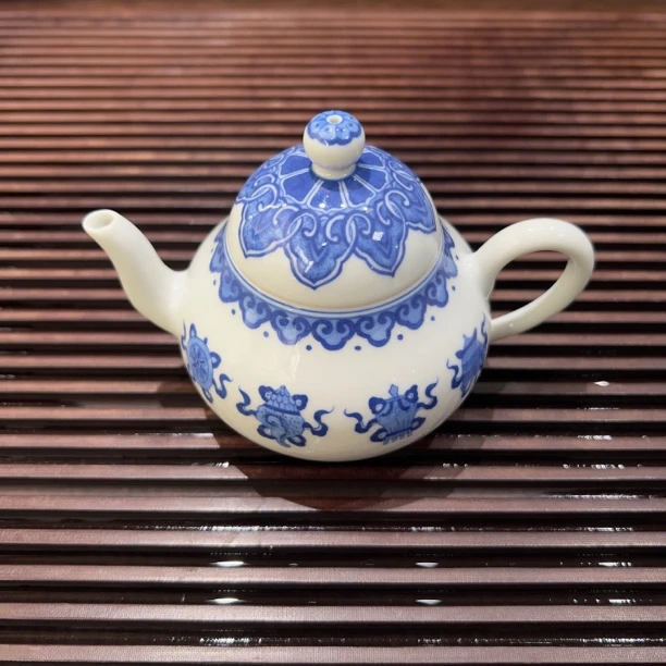 继统柴藏青花八宝泡茶壶全手工梨型家用精美茶具景德镇陶瓷纯手工