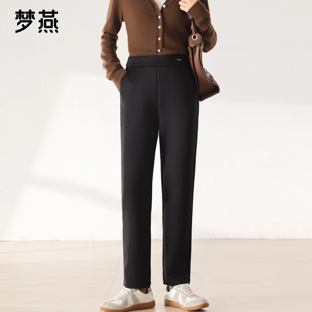 梦燕冬季新款显瘦百搭休闲通勤女裤哈伦长裤黑色小脚裤CD03B4501