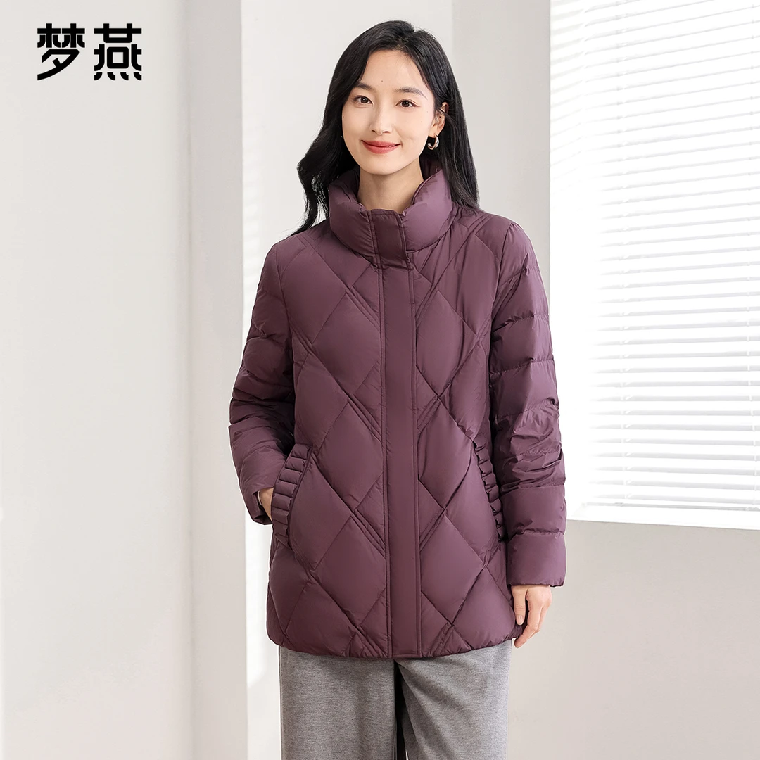 梦燕秋冬女通勤休闲风格时尚纯色立领洋气秋羽绒服外套CY02B4005