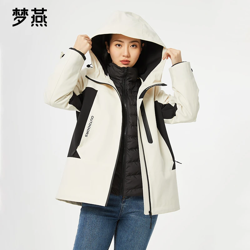 梦燕女款冬季羽绒服新款可拆卸三合一保暖冲锋衣两件套 CY03B3007