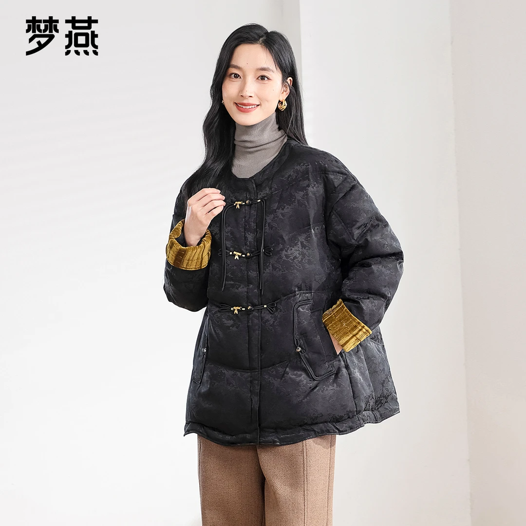 梦燕【内购会】秋冬女短款新中式羽绒服百搭暗纹盘扣外套CY11B4042