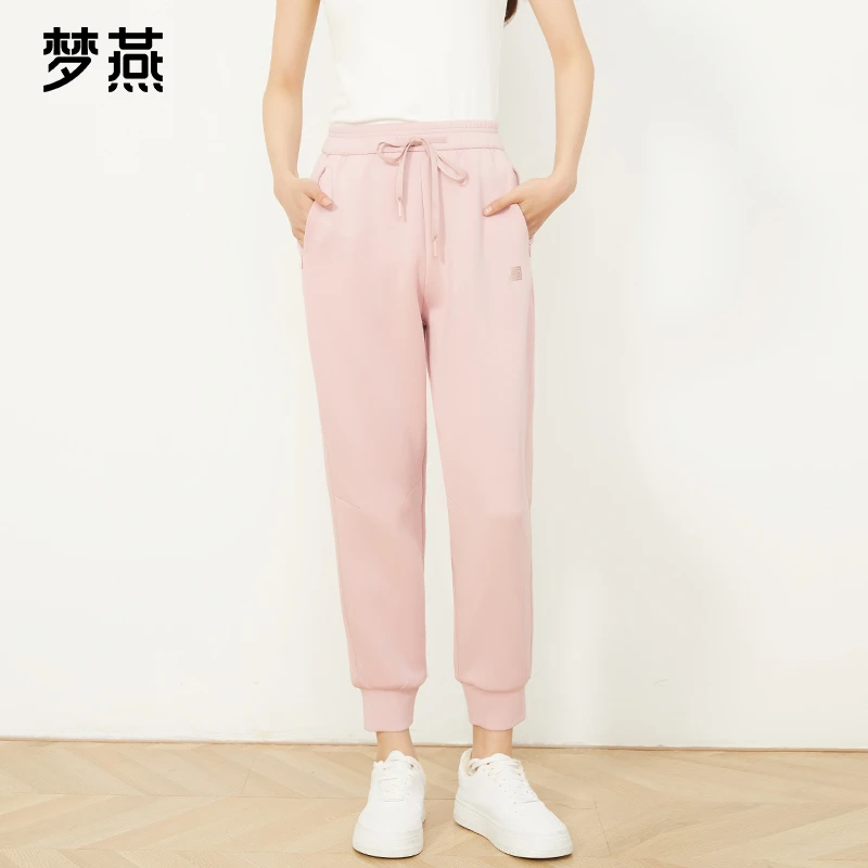 梦燕春秋女士新款束脚卫裤舒适宽松松紧腰系带休闲裤子AD03B4017D