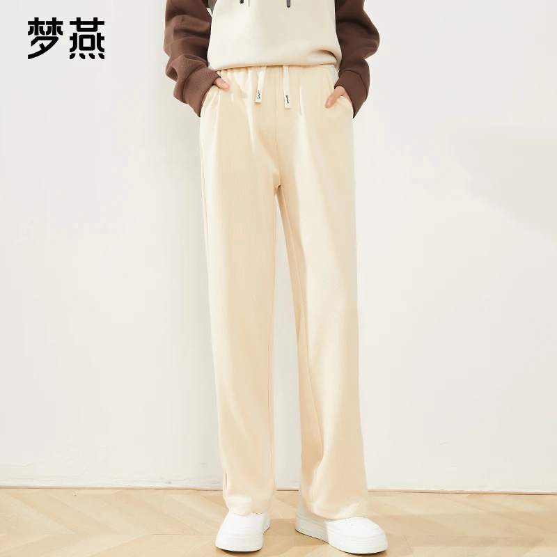 梦燕春秋女款卫裤美式休闲裤女百搭直筒拖地垂感阔腿裤AD06B4001