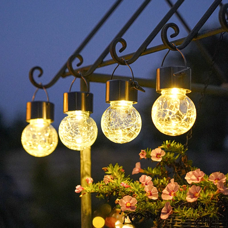 太阳能裂纹灯LED景观庭院灯玻璃吊灯户外花园别墅氛围装饰挂树灯