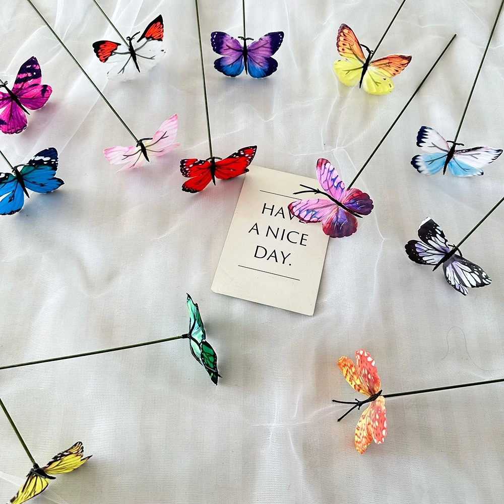 （全店满5单包邮）仿真排签蝴蝶30cm100枝打包批发装饰