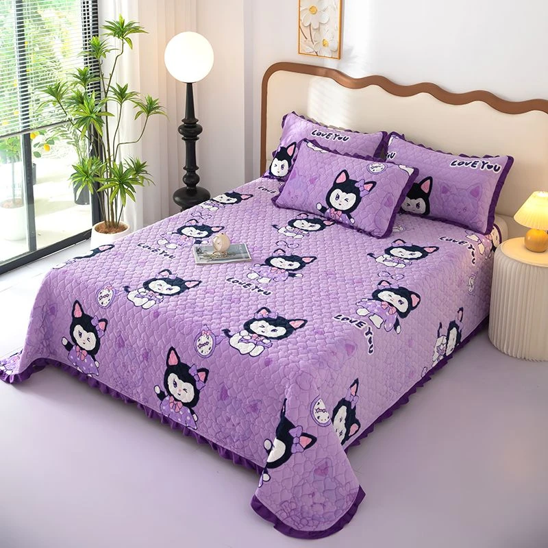 双面通用亲肤透气多功能夹棉防滑床可机洗盖毯瑕疵随机印花柔大床