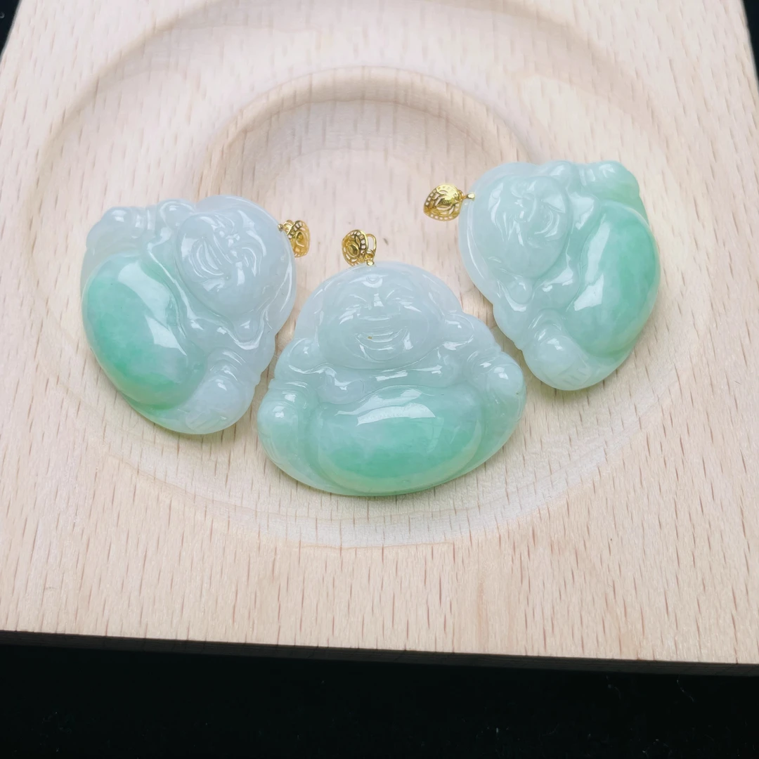【赵小敏】天然翡翠佛公吊坠-18k/386282/多样性发一件/赠皮绳