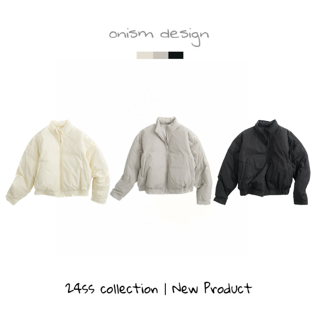 “北欧初雪”小众日系轻薄短款立领羽绒服休闲宽松保暖拉链夹克外套