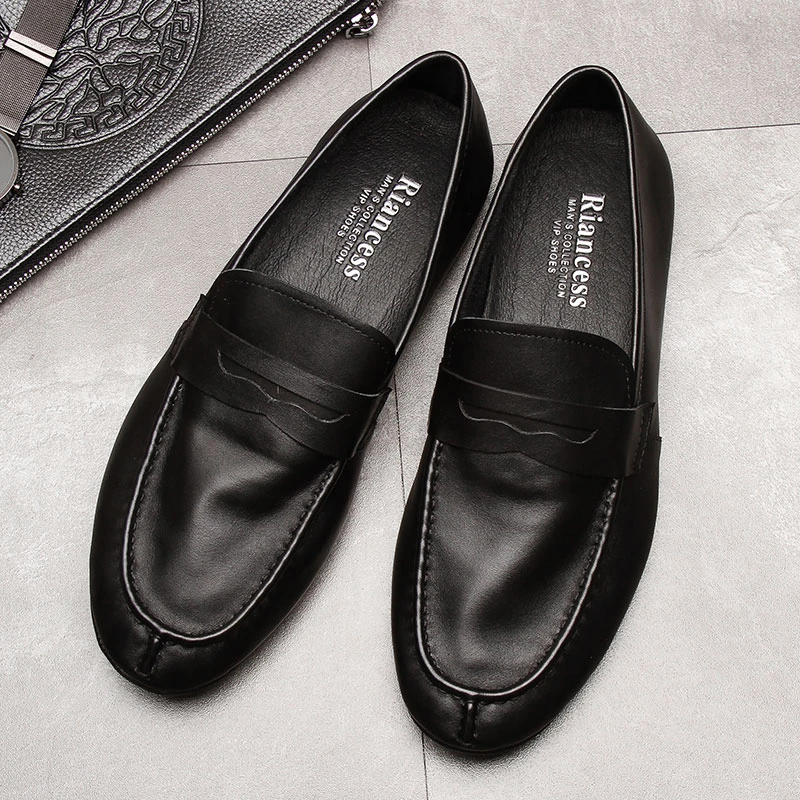 夏季新款男士真皮豆豆鞋男鞋一脚蹬薄面薄底乐福鞋单鞋扁头懒人鞋