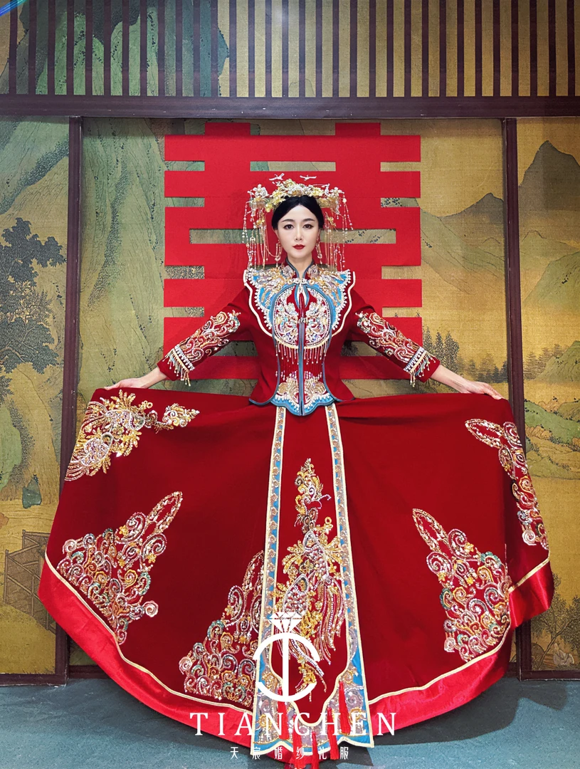 断码清货 新款丝绒云肩显瘦新娘结婚服敬酒服出阁服