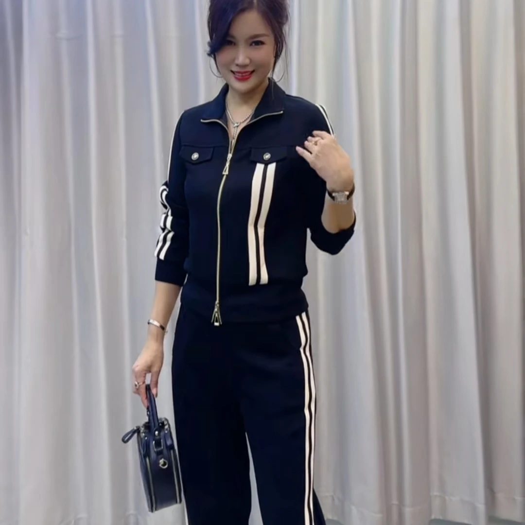 【十姐妹推荐】2024秋冬季新款时尚轻奢气质高雅修身显瘦长裤套装