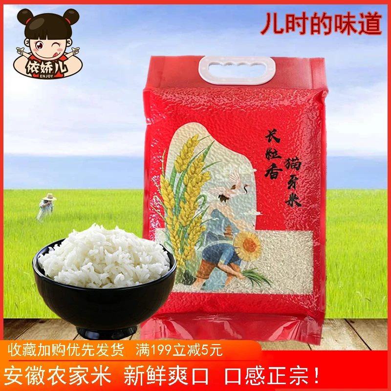 长粒香猫牙米安徽芜湖大米炒饭煲仔饭家用杂交米无粘性新米5斤装