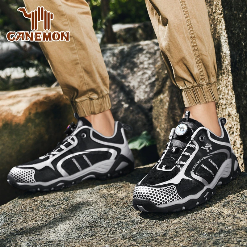 【专柜正品】登山鞋春季休闲运动旋转纽扣免系带户外徒步鞋男士山地