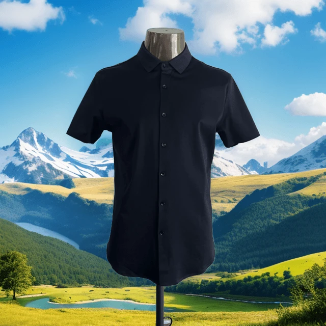 【迪珂斯利】春夏季男款纯色百搭商务休闲方领衬衫纯棉短袖T恤30961