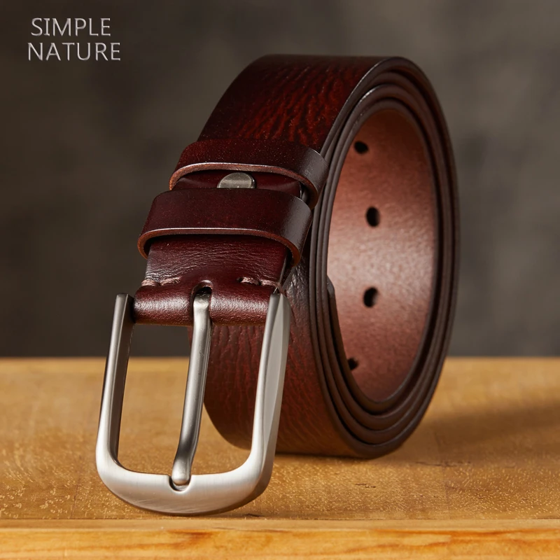 手工真皮皮带男头层牛皮针扣简约裤带时尚个性中青年腰带休闲潮流