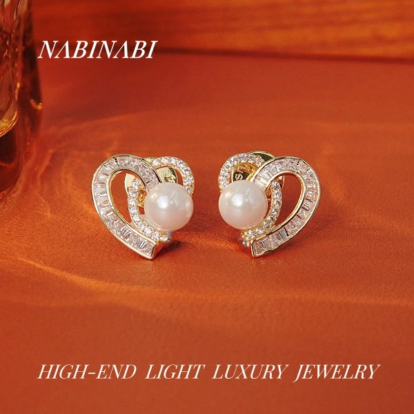 合金仿珍珠耳饰 0140【一生所爱】小众925银针耳钉镶钻复古女耳环