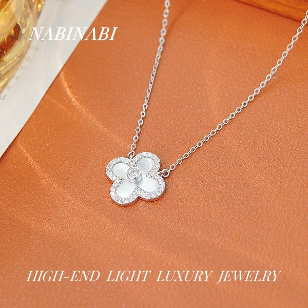 钛钢项链 【灵动四叶草】小众设计花朵项链女吊坠锁骨链时尚1619