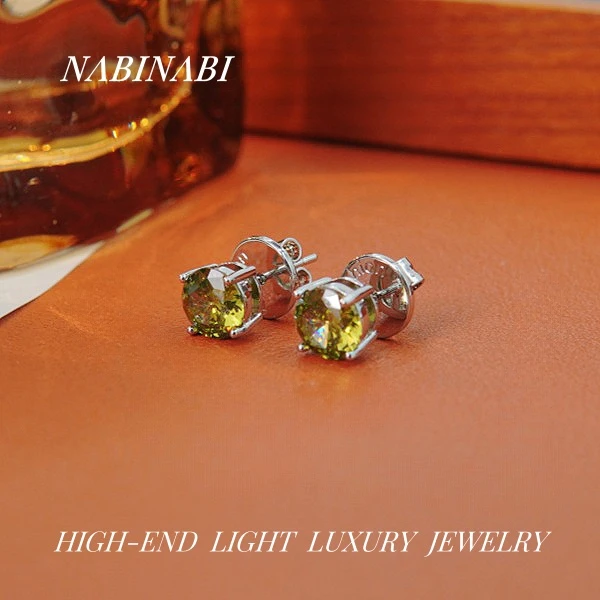 合金耳饰 3421法精致女耳钉925银针时尚百搭镶嵌女耳环绿色气质