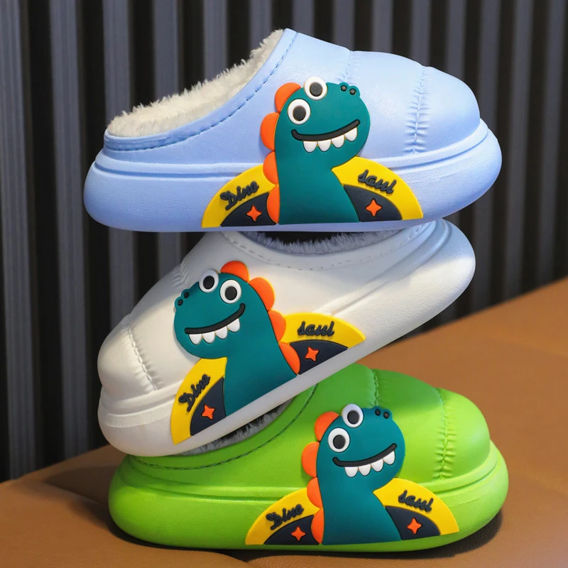 儿童棉拖鞋男童秋冬季室内防滑宝宝家居用女童小男孩子包跟毛毛鞋