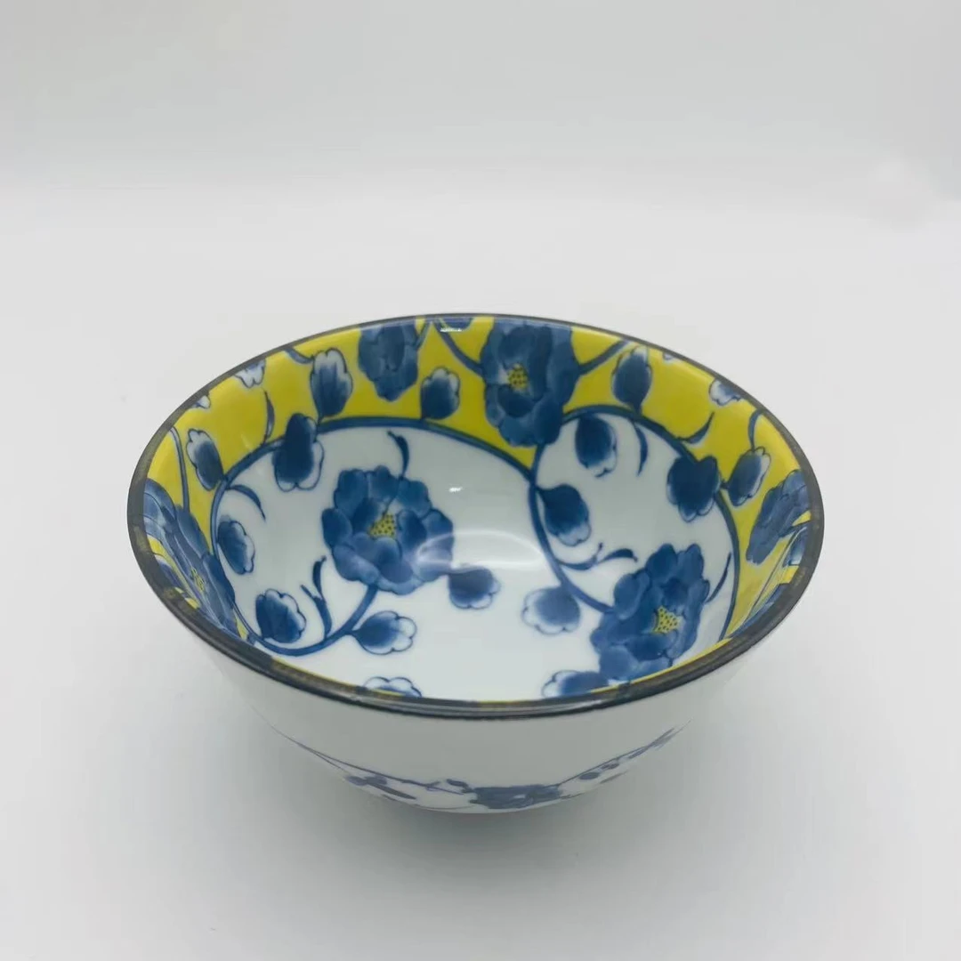 【尔滨兄弟专属】正品美浓烧手绘缠枝莲青花交趾釉饭碗