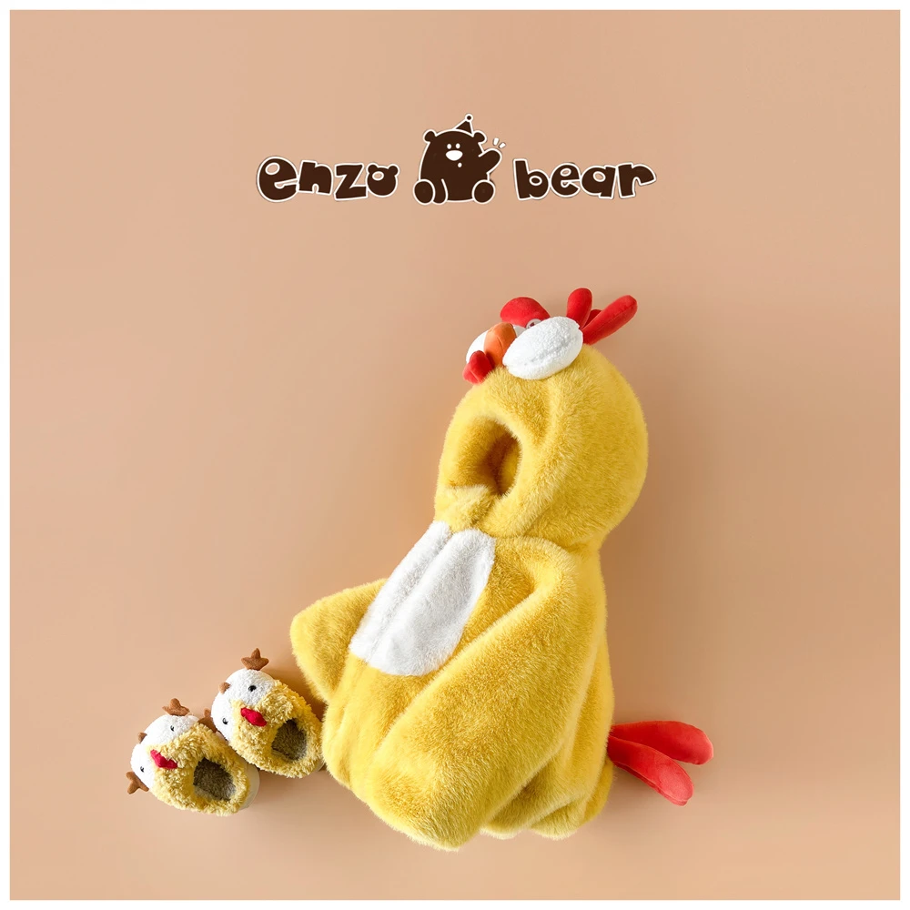 Enzo Bear 呆呆 亲子高定款连帽加绒加厚公鸡毛毛外套 EZD2441