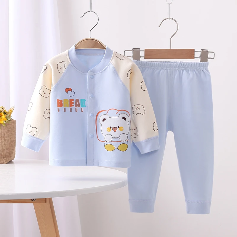 春秋夏外穿婴儿衣服分体两件套宝宝秋衣秋裤A类新生儿外套无骨衣