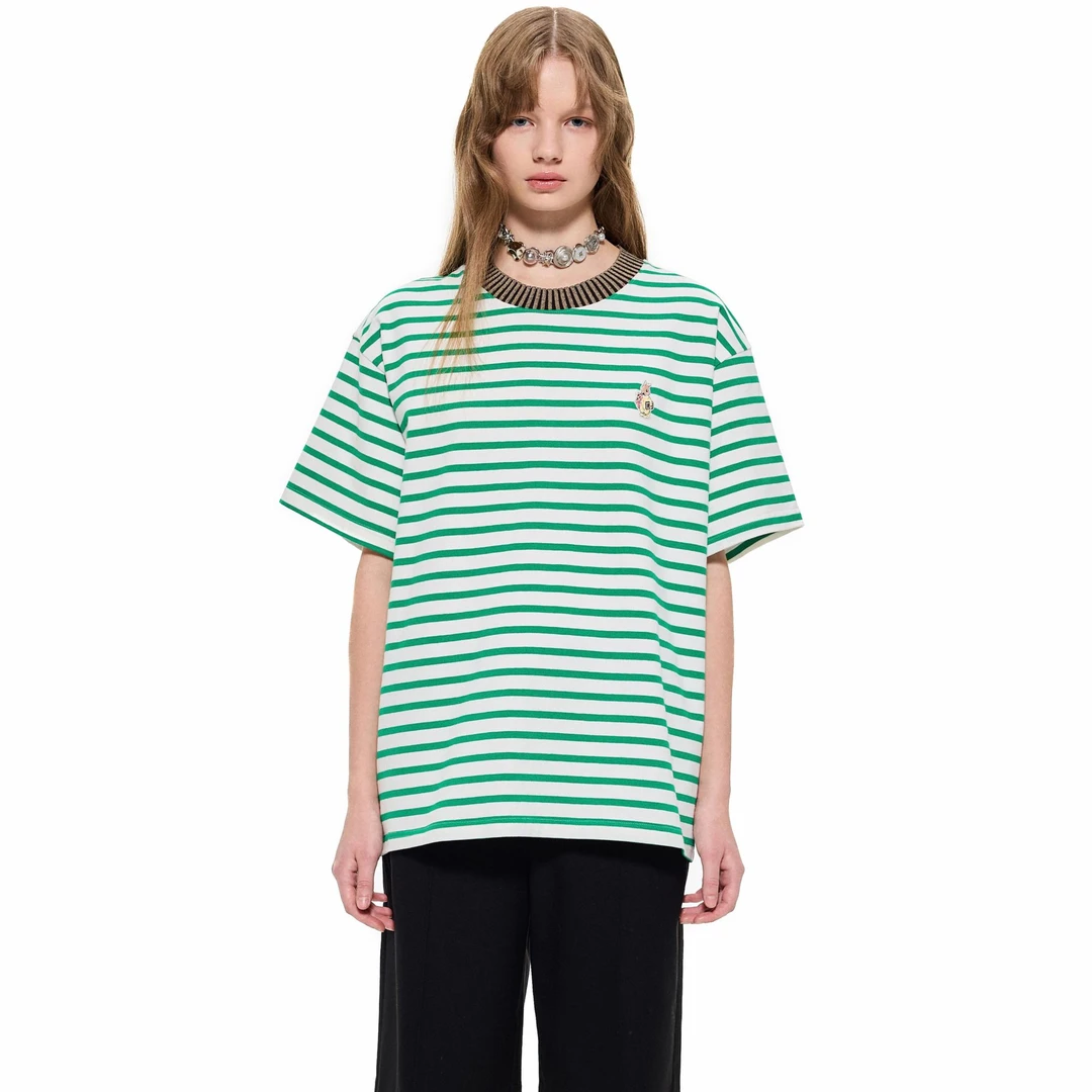 AlexiaSandra小兔子撞色领短袖T恤