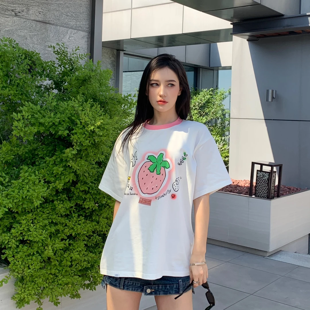 AlexiaSandra荧光草莓短袖