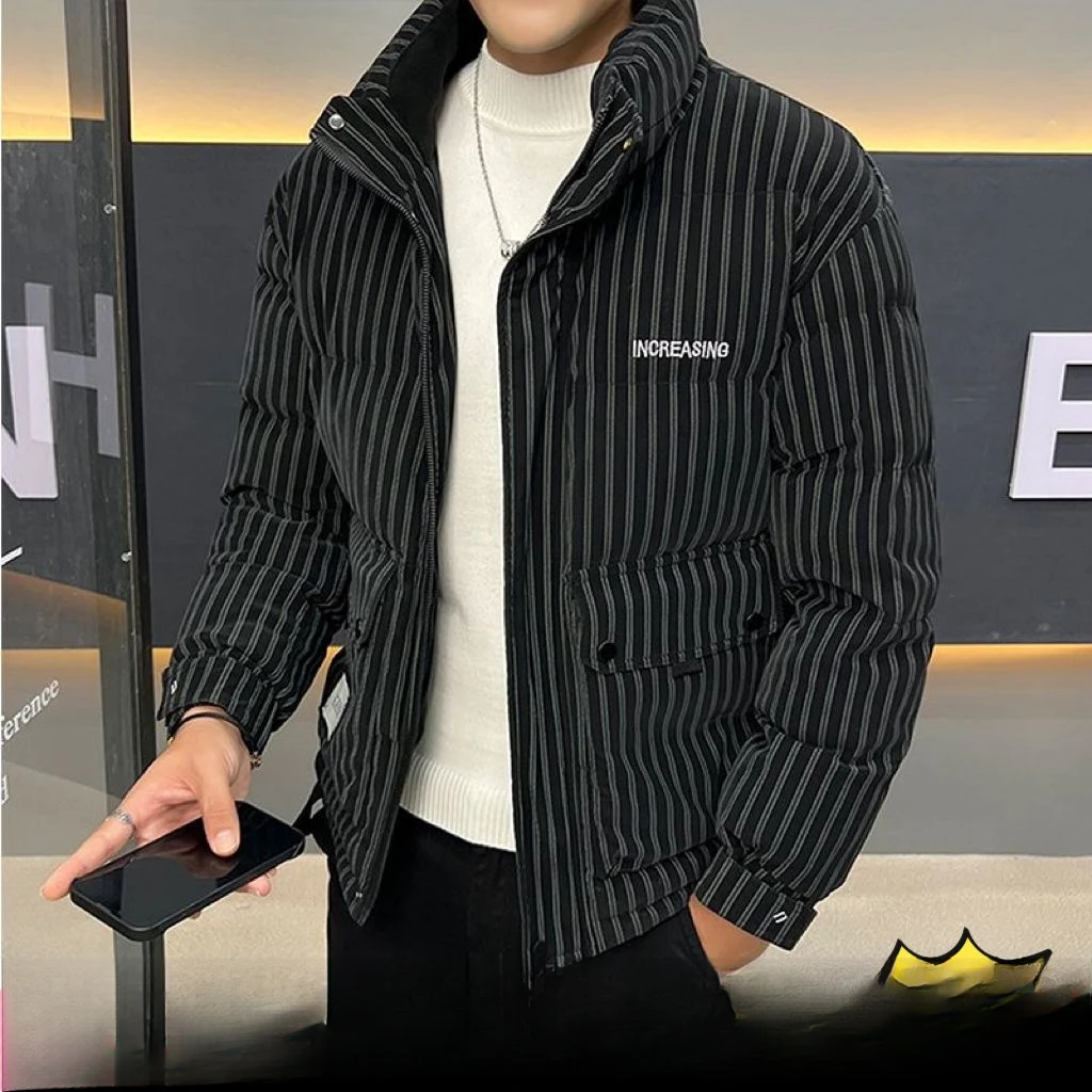 高档休闲羽绒服男士短款立领时尚加厚冬季保暖外套韩版新款帅气潮