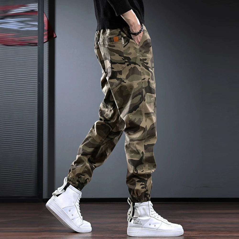 Cebrodz潮牌迷彩中性风弹力工装裤裤子男战术束脚裤大码百搭痞帅