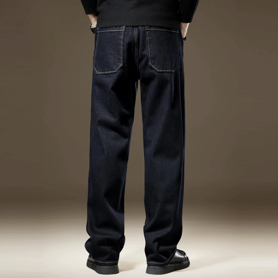 Cebrodz美式原色水洗复古牛仔裤男新款阔腿宽松直筒潮流裤休闲裤