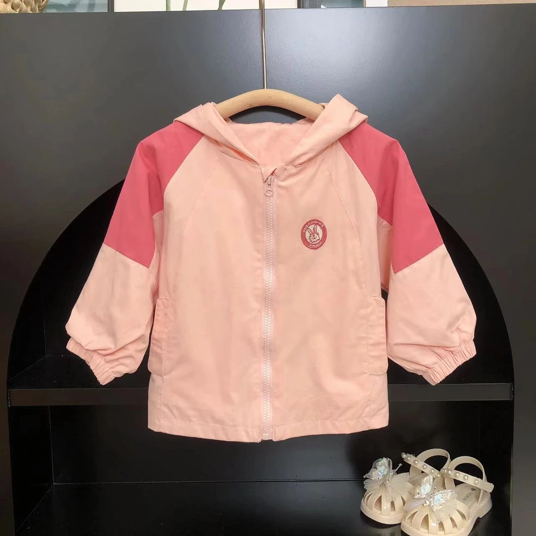 BH-40631-（妹妹）女童24秋款连帽开衫外套时尚拼色长袖上衣