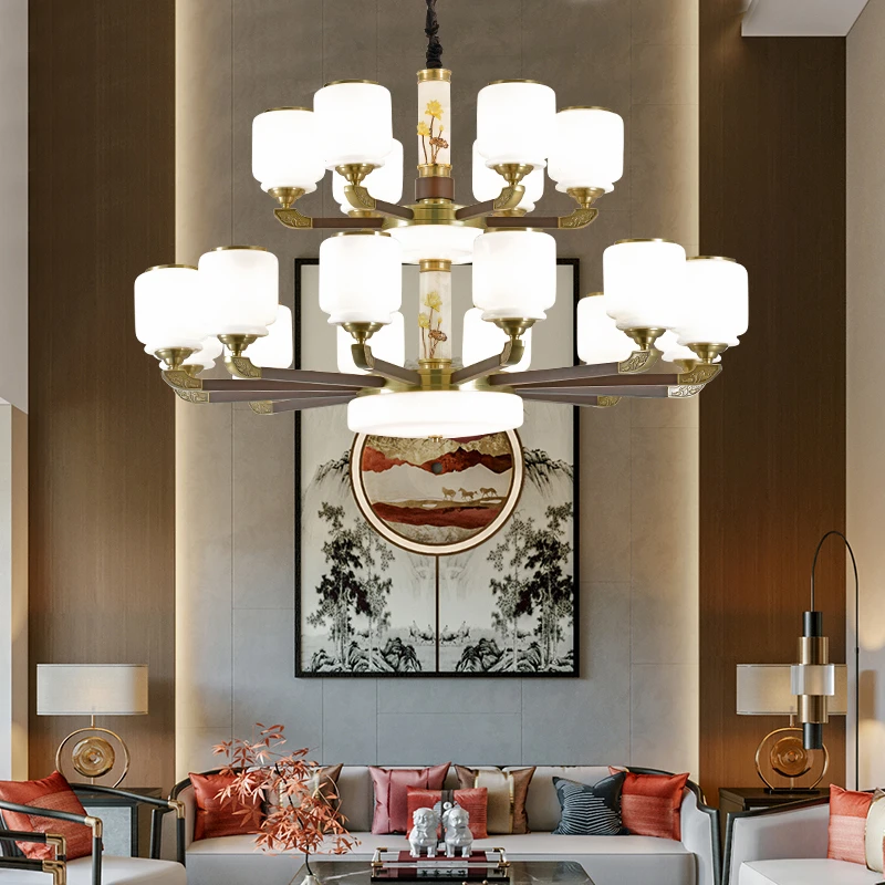 05新中式木艺大气吊灯客厅客厅灯餐厅家用酒店大厅书房古典禅意78