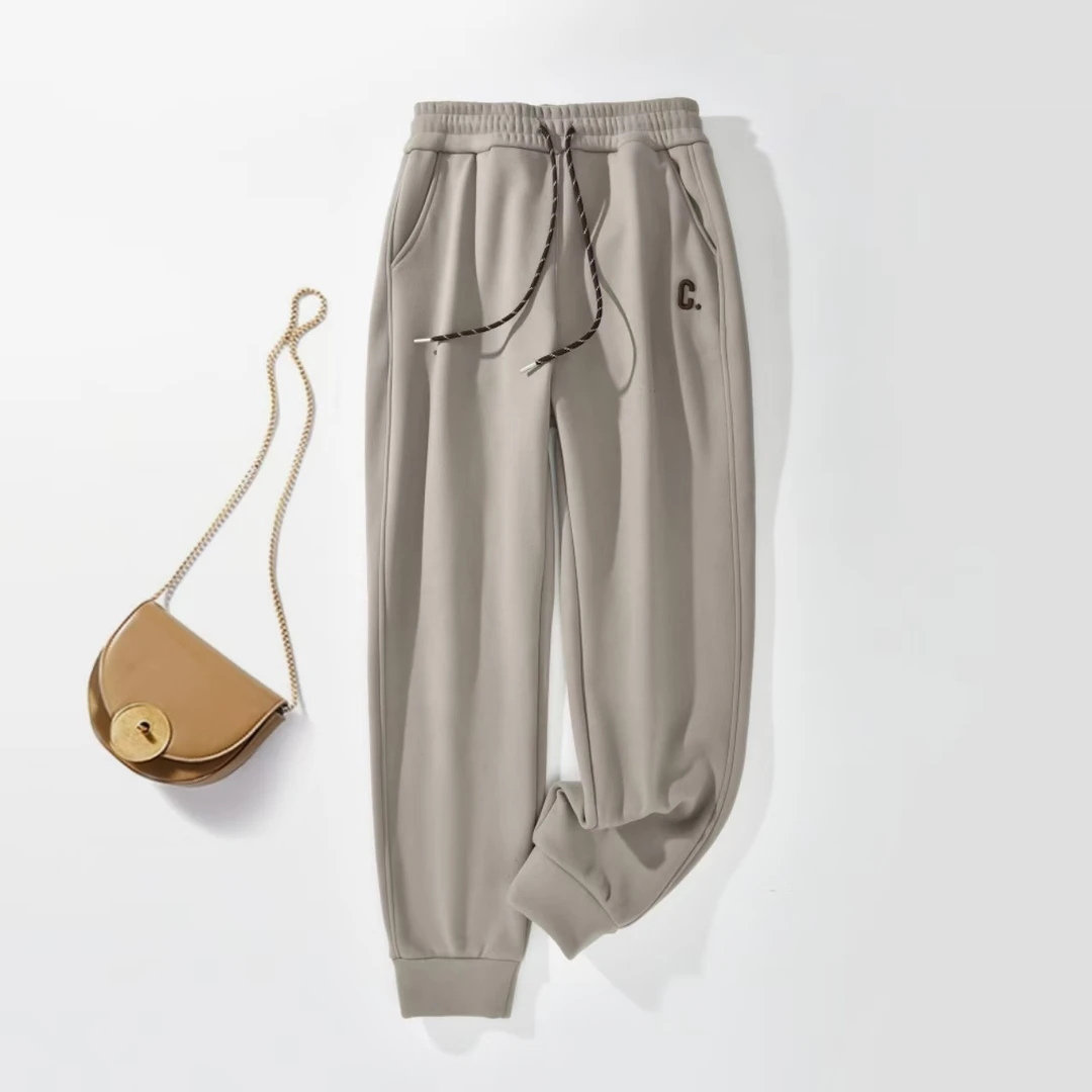 【一品甄选】2025新款刺绣字母C加绒加厚防风保暖奥利绒卫裤